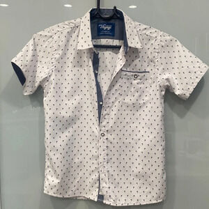 Boy's Craft & Flow Palm Tree Print Polo Dress Button Down Short Sleeve Shirt 7